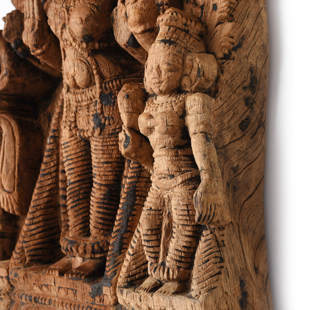 Indian Teak Chariot Carving Of Shiva & Parvati From Tamil Nadu - 18th Century | Indigo Antiques