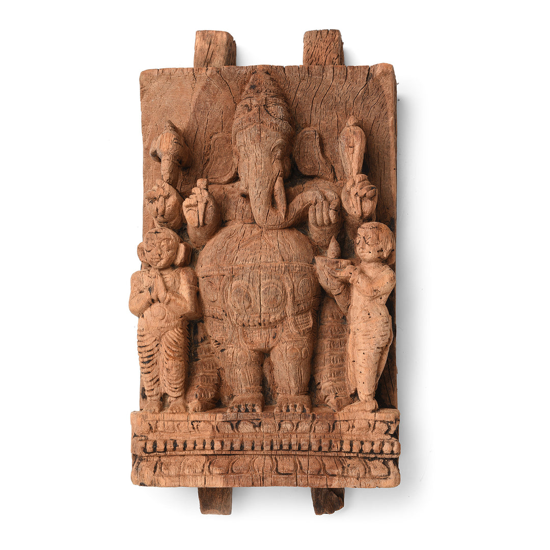 Antique Carved Indian Teak Chariot Carving Of Ganesha - 19th Century | Indigo Antiques