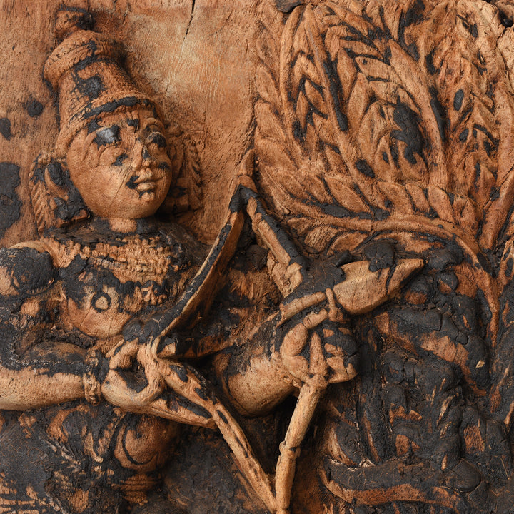 Detail From Antique Carved Teak Chariot Carving Of Lord Rama - 19th Century | Indigo Antiques