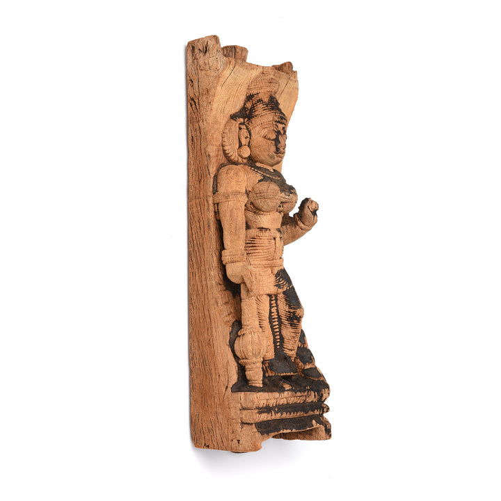Antique Carved Teak Chariot Carving Of Laxmi - 19th Century | Indigo Antiques