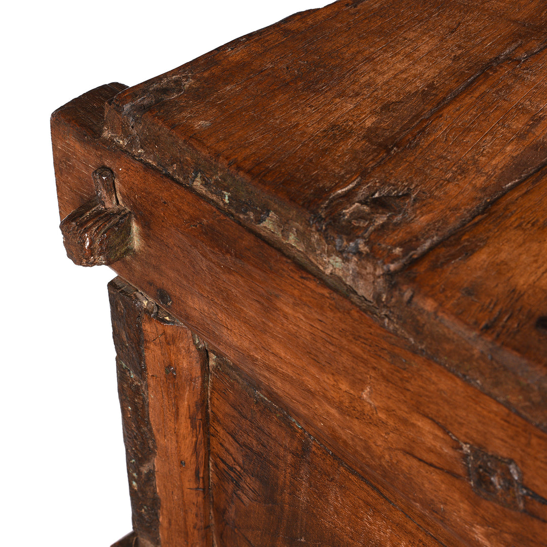Detail From Antique Indian Teak "Damchiya" Dowry Chest From Saurashtra - 19th Century | Indigo Antiques