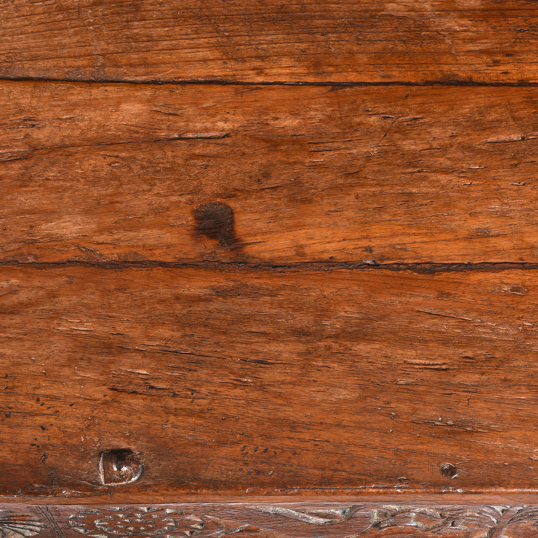 Top Detail From Antique Indian Teak "Damchiya" Dowry Chest From Saurashtra - 19th Century | Indigo Antiques