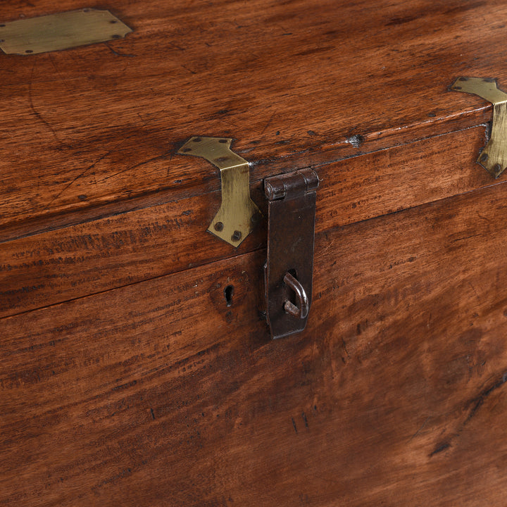 Latch Detail From Antique Brass Bound Teak Indian Military Chest From Rajasthan -19th Century | Indigo Antiques