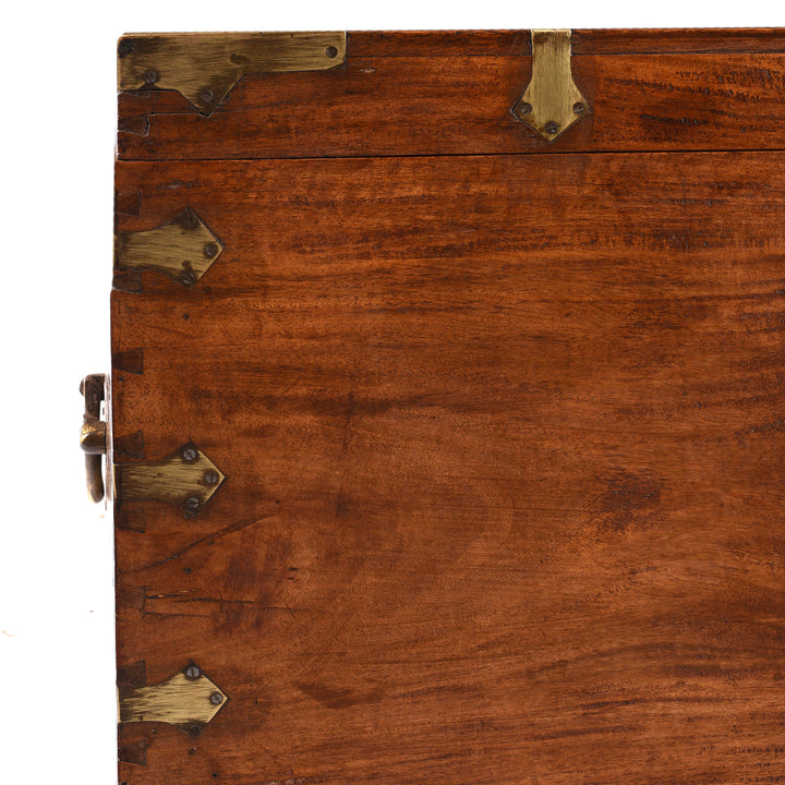 Detail From Antique Brass Bound Teak Indian Military Chest From Rajasthan -19th Century | Indigo Antiques