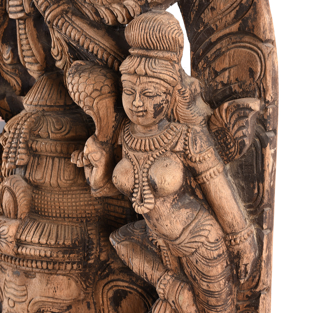 Dancer Detail From Carved Teak Panel Of Ganesh -  From Tamil Nadu | Indigo Antiques