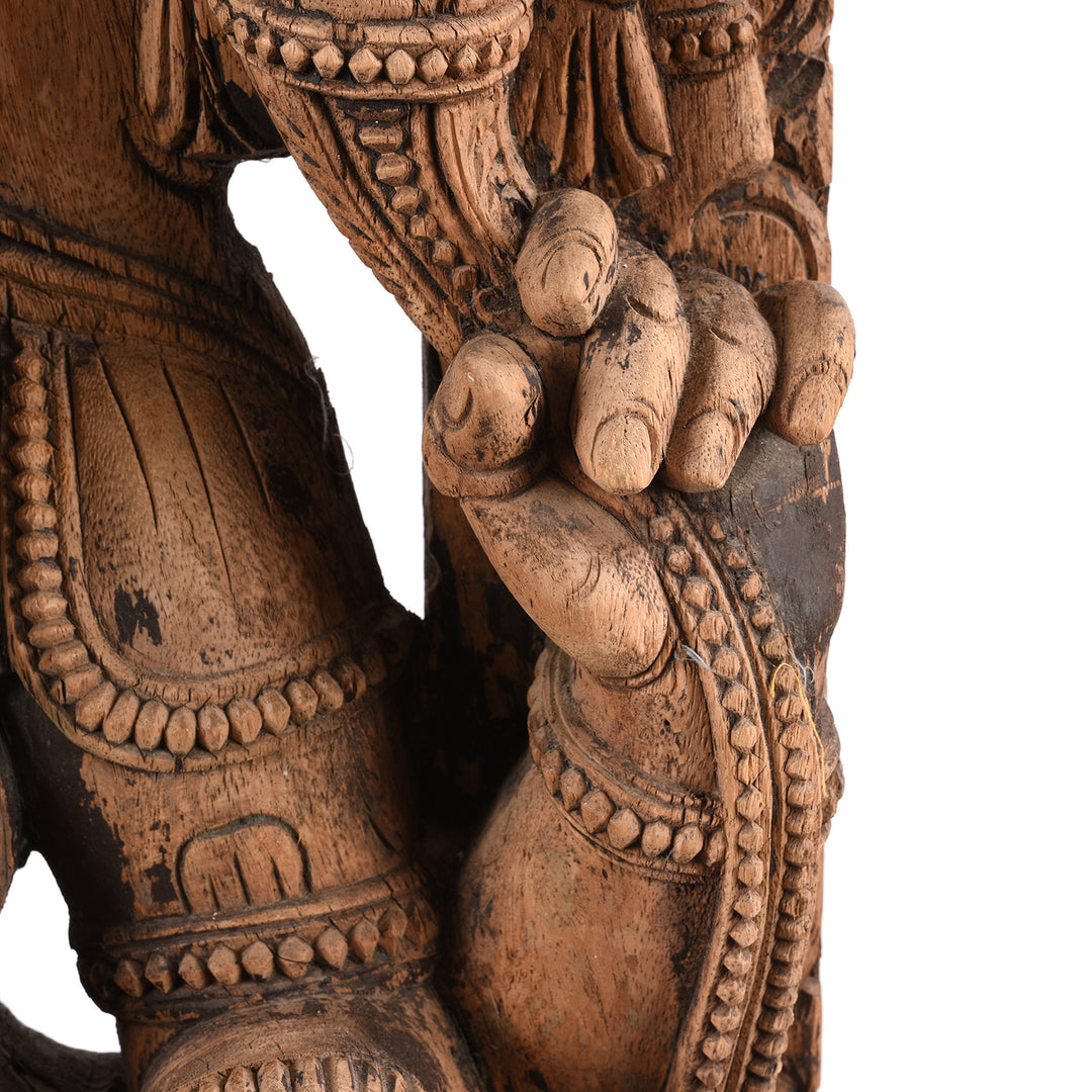 Hand Detail From Carved Teak Panel Of Ganesh -  From Tamil Nadu | Indigo Antiques