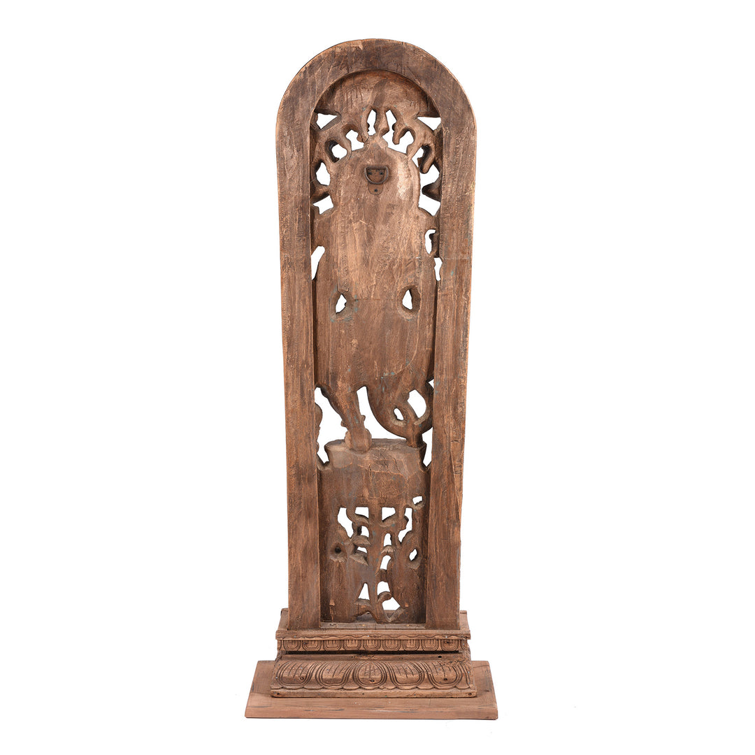 Back Of Carved Teak Panel Of Ganesh -  From Tamil Nadu | Indigo Antiques
