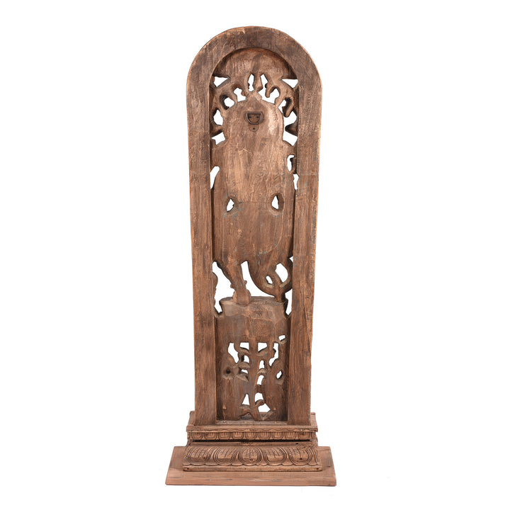 Back Of Carved Teak Panel Of Ganesh -  From Tamil Nadu | Indigo Antiques