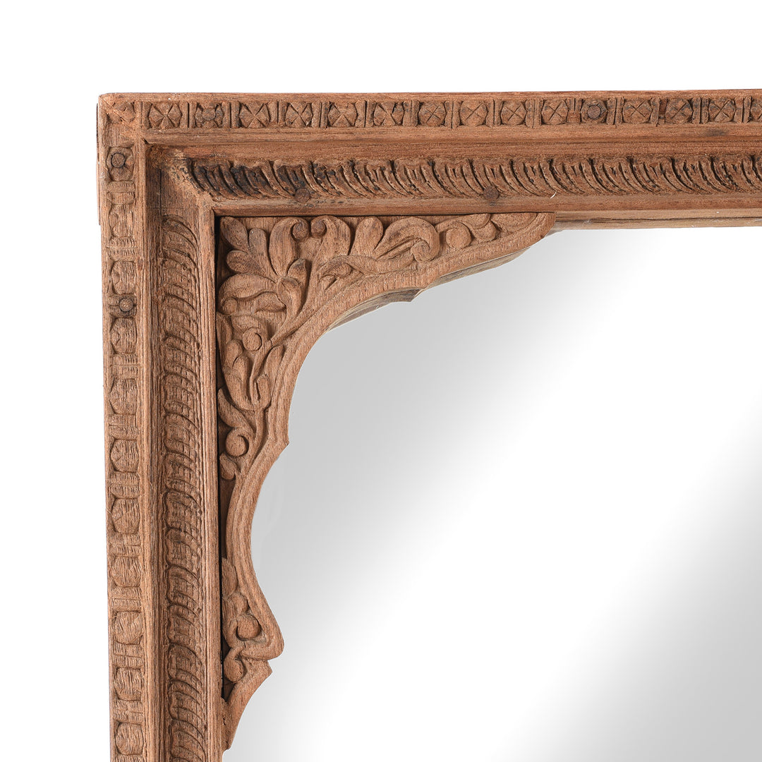 Corner Detail From Antique Mirror Frame Made From An Old Carved Teak Window - 19th Century | Indigo Antiques