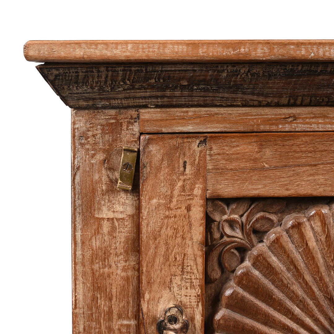 Corner Detail From Bedside Cabinet Made From Reclaimed Carved Teak | Indigo Antiques