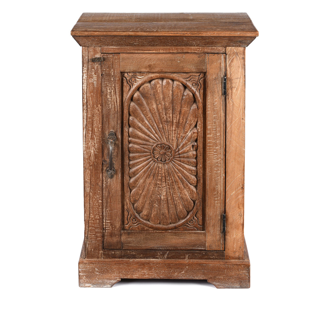 Bedside Cabinet Made From Reclaimed Carved Teak | Indigo Antiques