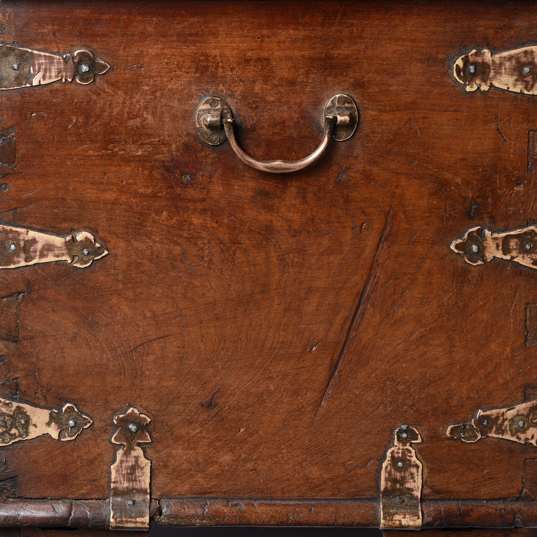 Handle Detail From Antique Brass Bound Military Chest From Rajasthan - 19th Century | Indigo Antiques