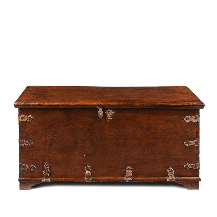 Antique Brass Bound Military Chest From Rajasthan - 19th Century | Indigo Antiques