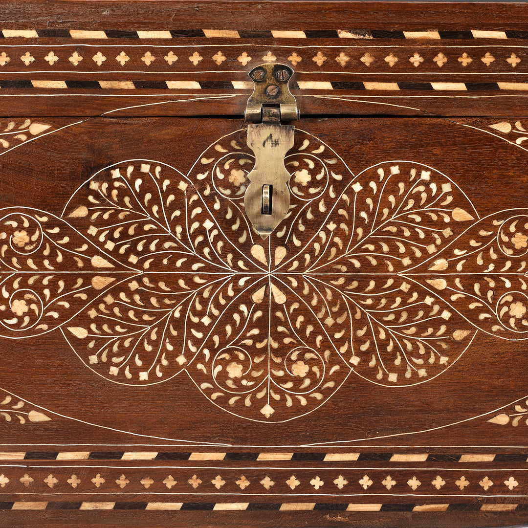 Detail From Antique Indian Chest Of Drawers - With Later Bone Inlay Work Ca 1920 | Indigo Antiques