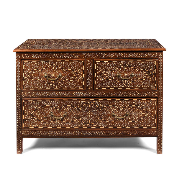 Indian Chest Of Drawers - With Later Bone Inlay Work Ca 1920