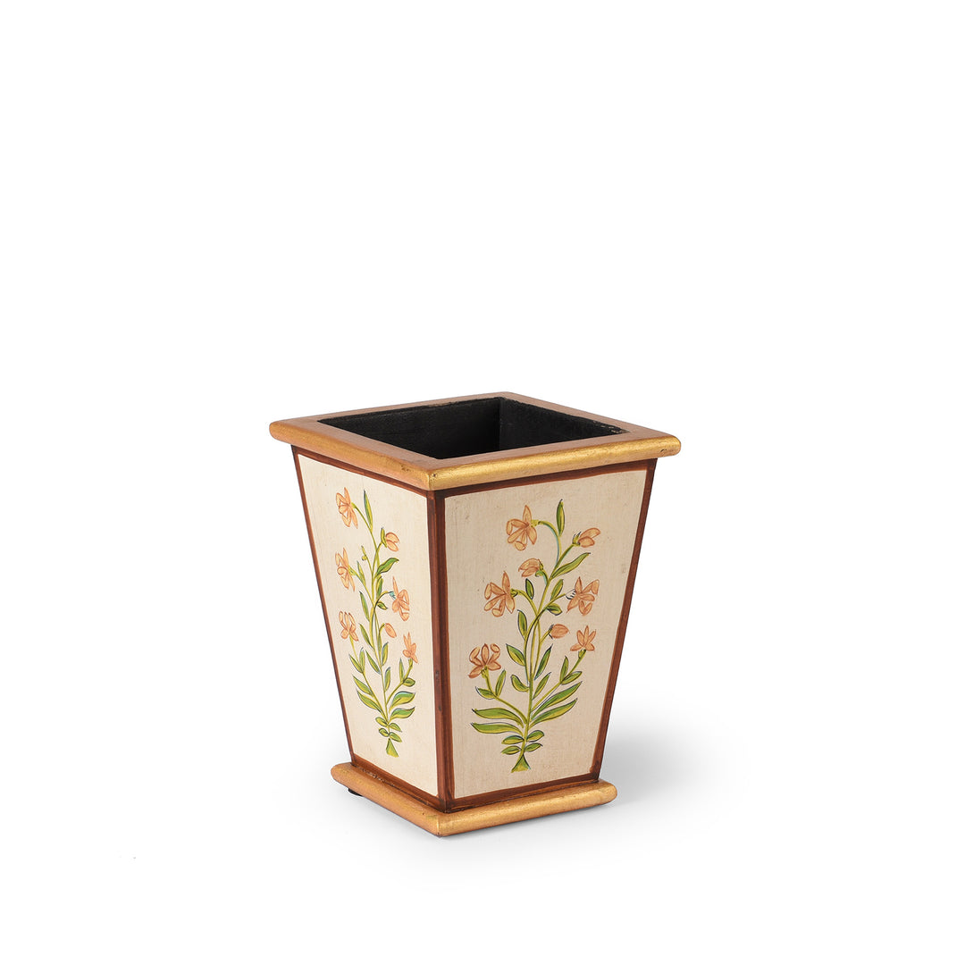 Small Painted Mughal Flower Wastepaper Bin - A01946V1