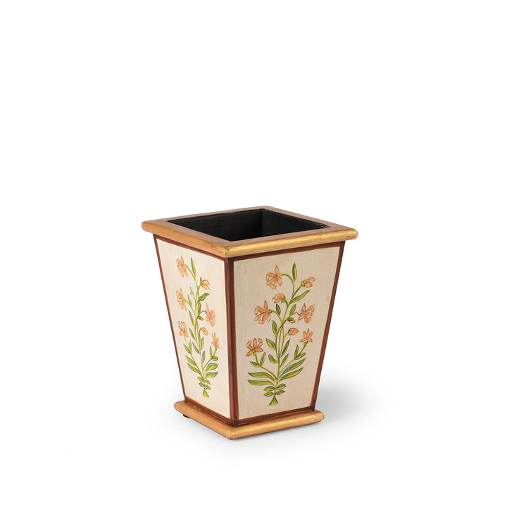Small Painted Mughal Flower Wastepaper Bin - A01946V1