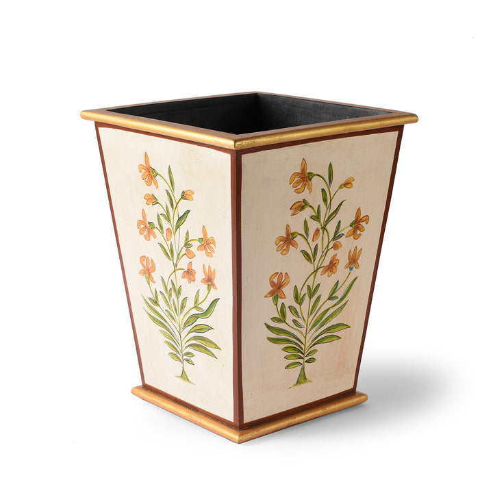Painted Mughal Flower Waste Paper Bin