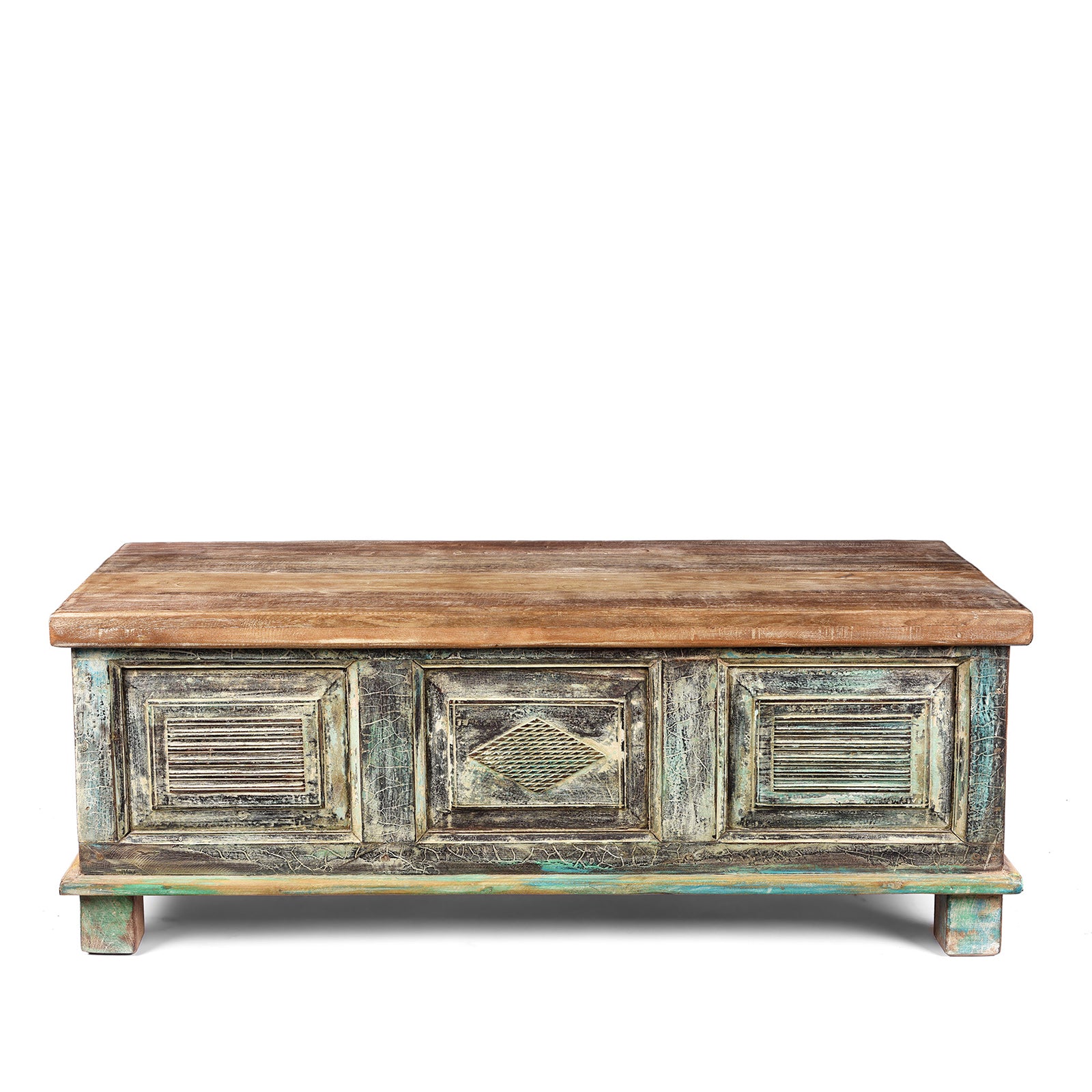 Reclaimed Teakwood Blanket Chest With Painted Finish | Indigo Antiques