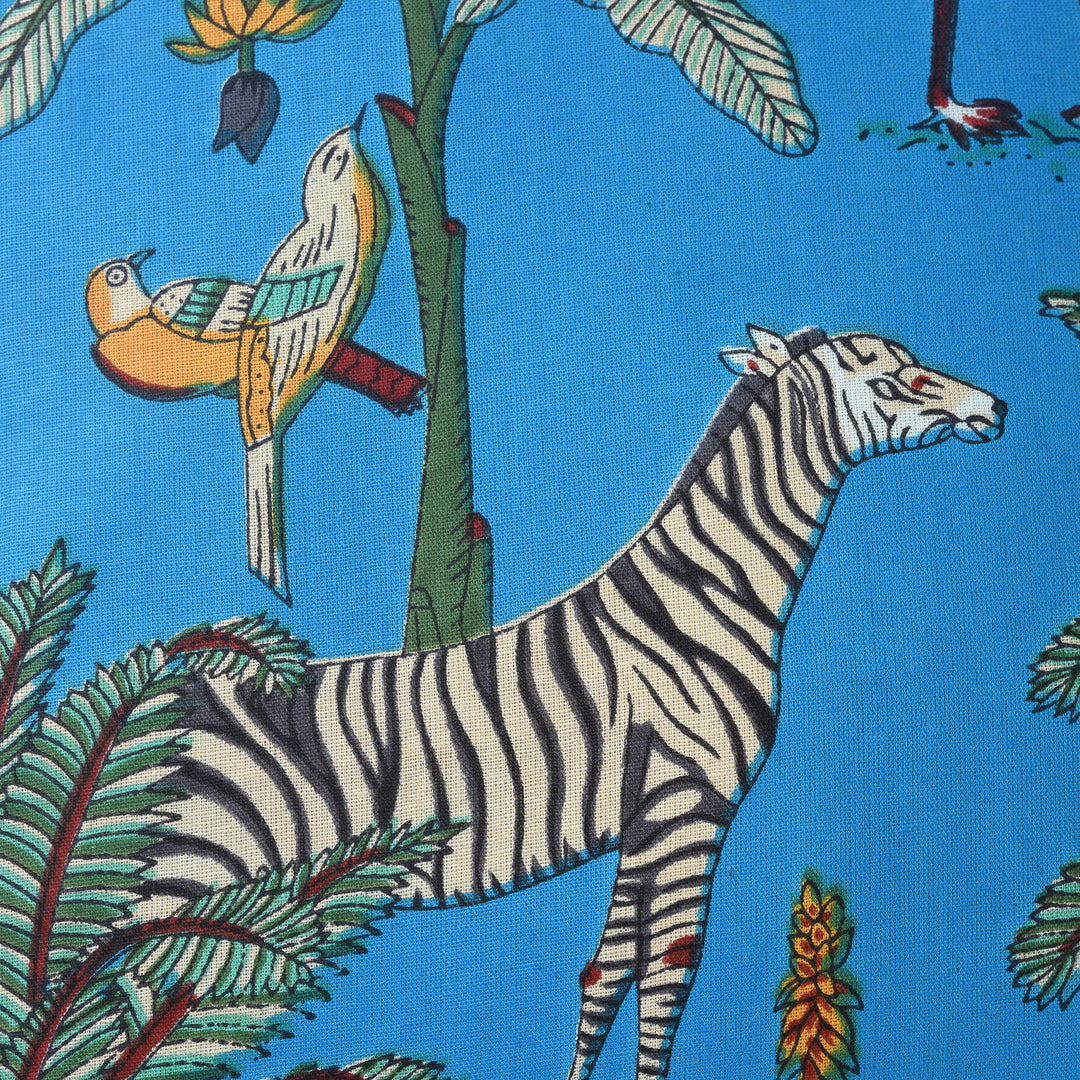 Detail From Cotton Jungle Print Cushion with Pad - Various Colours | Indigo Antiques