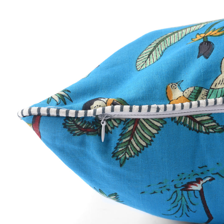 Zip Shot Of Cotton Jungle Print Cushion with Pad - Various Colours | Indigo Antiques
