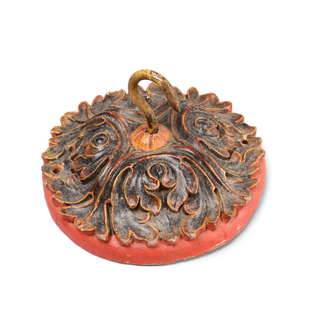 Painted Ceiling Rose From Bikaner - Small - 19thC | Indigo Antiques