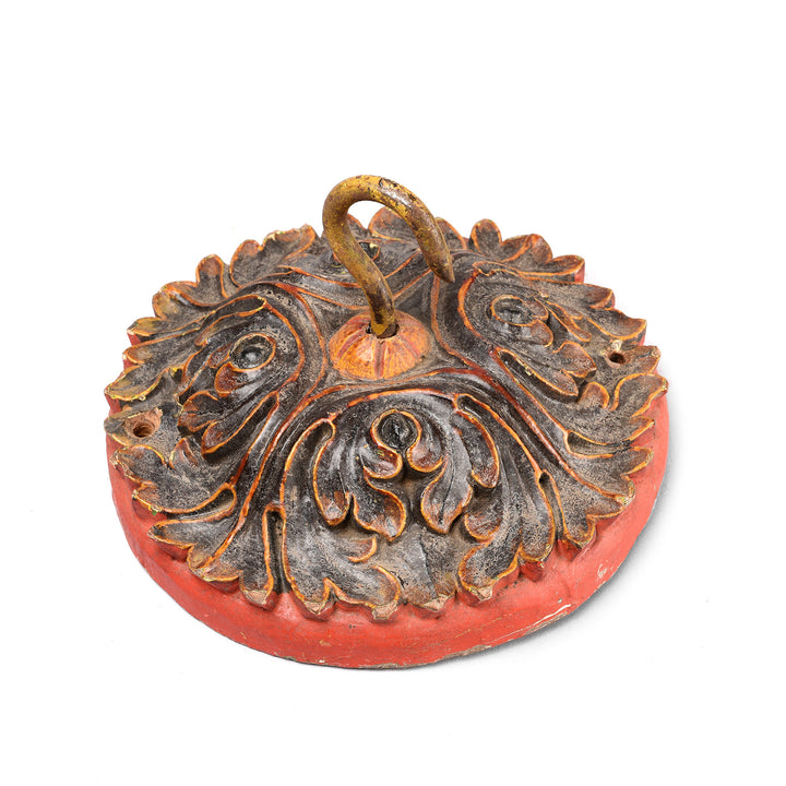 Painted Ceiling Rose From Bikaner - Small - 19thC | Indigo Antiques