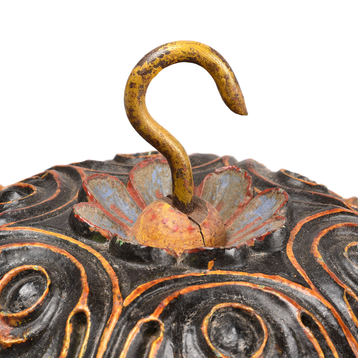 Hook Detail From Antique Painted Ceiling Rose From Bikaner - 19thC | Indigo Antiques