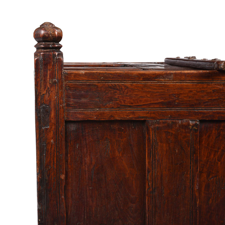 Corner Detail From Teak Stick Chest From Banswara Tribal Area - 19thC | Indigo Antiques