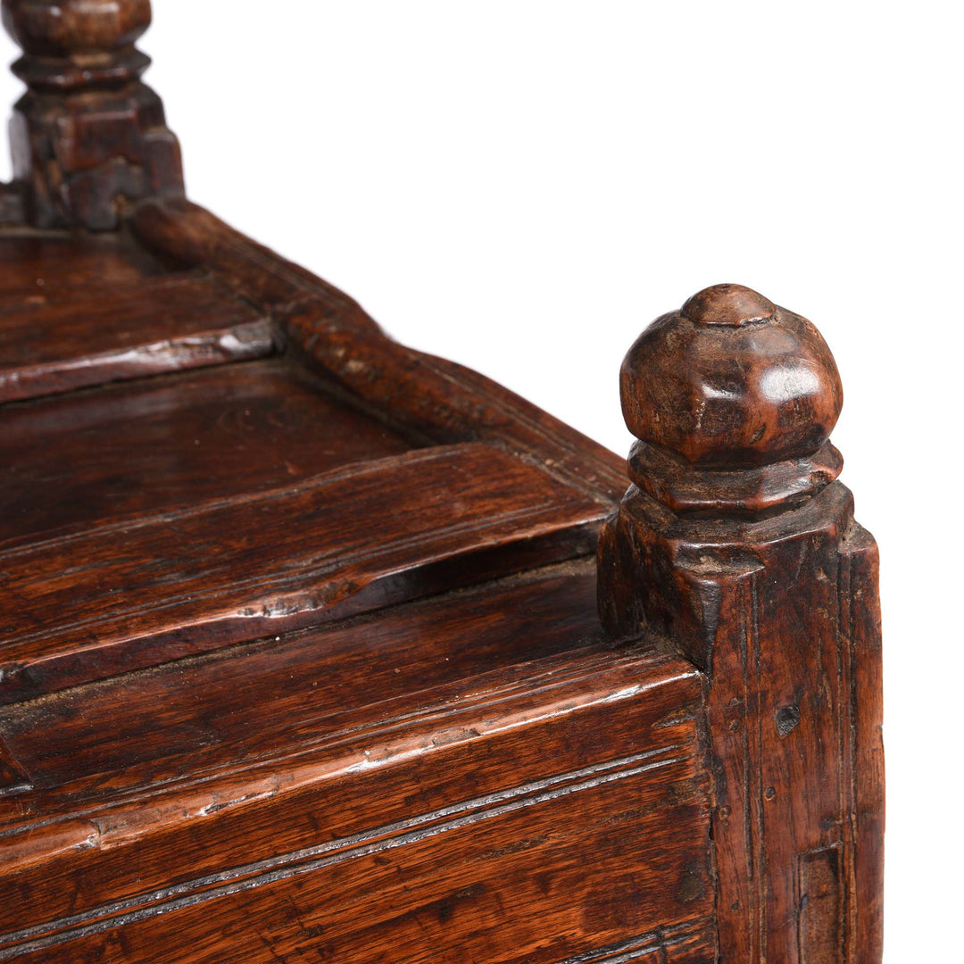 Corner Detail From Teak Stick Chest From Banswara Tribal Area - 19thC | Indigo Antiques