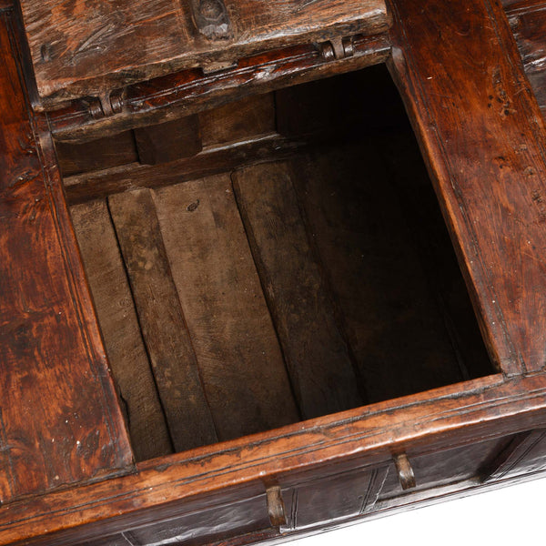 Teak Stick Chest From Banswara Tribal Area - 19thC