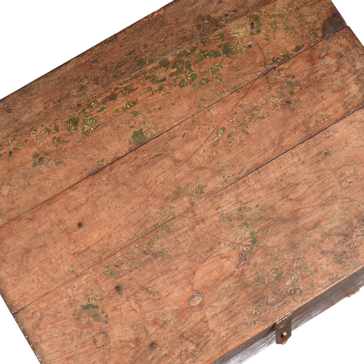 Top Down View Of Painted Teak Chest from Nagaur - 18thC | Indigo Antiques