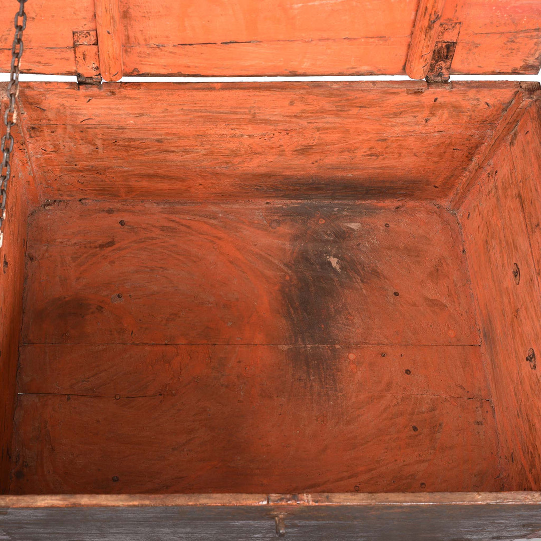 Interior Of Painted Teak Chest from Nagaur - 18thC | Indigo Antiques