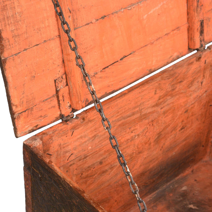 Chain Detail From Painted Teak Chest from Nagaur - 18thC | Indigo Antiques