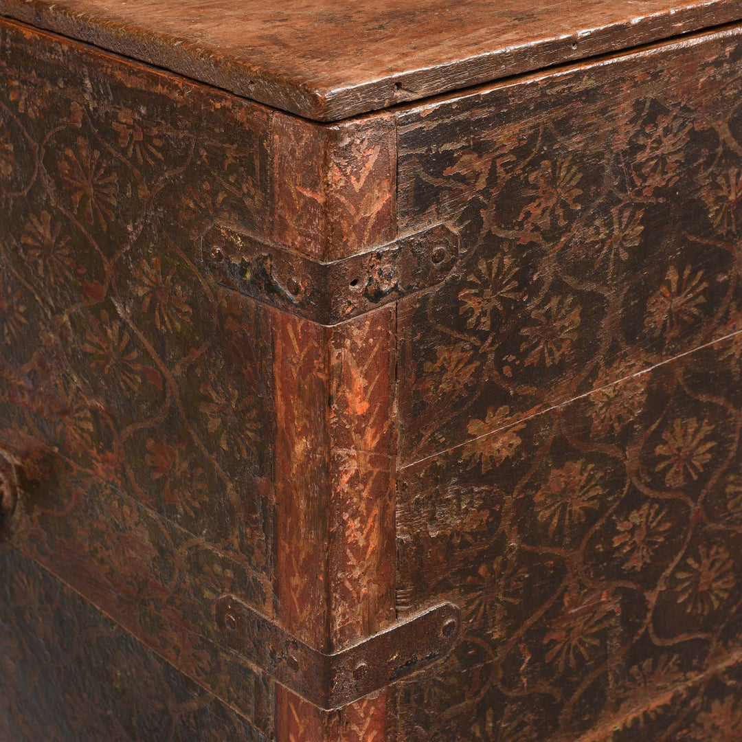 Binding Detail From Painted Teak Chest from Nagaur - 18thC | Indigo Antiques