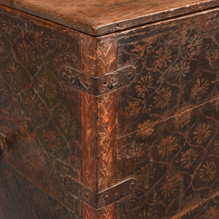 Binding Detail From Painted Teak Chest from Nagaur - 18thC | Indigo Antiques