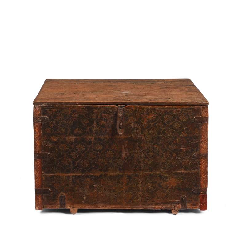 Painted Teak Chest from Nagaur - 18thC | Indigo Antiques