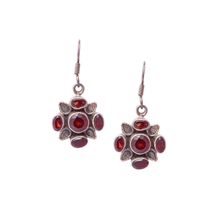 Sterling Silver Earrings - Garnet | Indigo Antiques