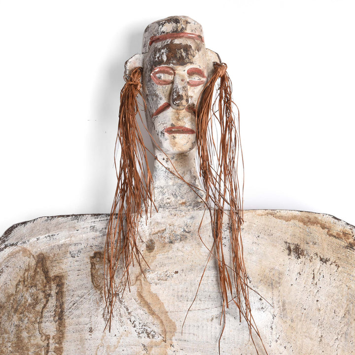 Face Detail From An Asmat Shield With Figures And Scrolls from New Guinea - Ca 85 yrs old | Indigo Antiques