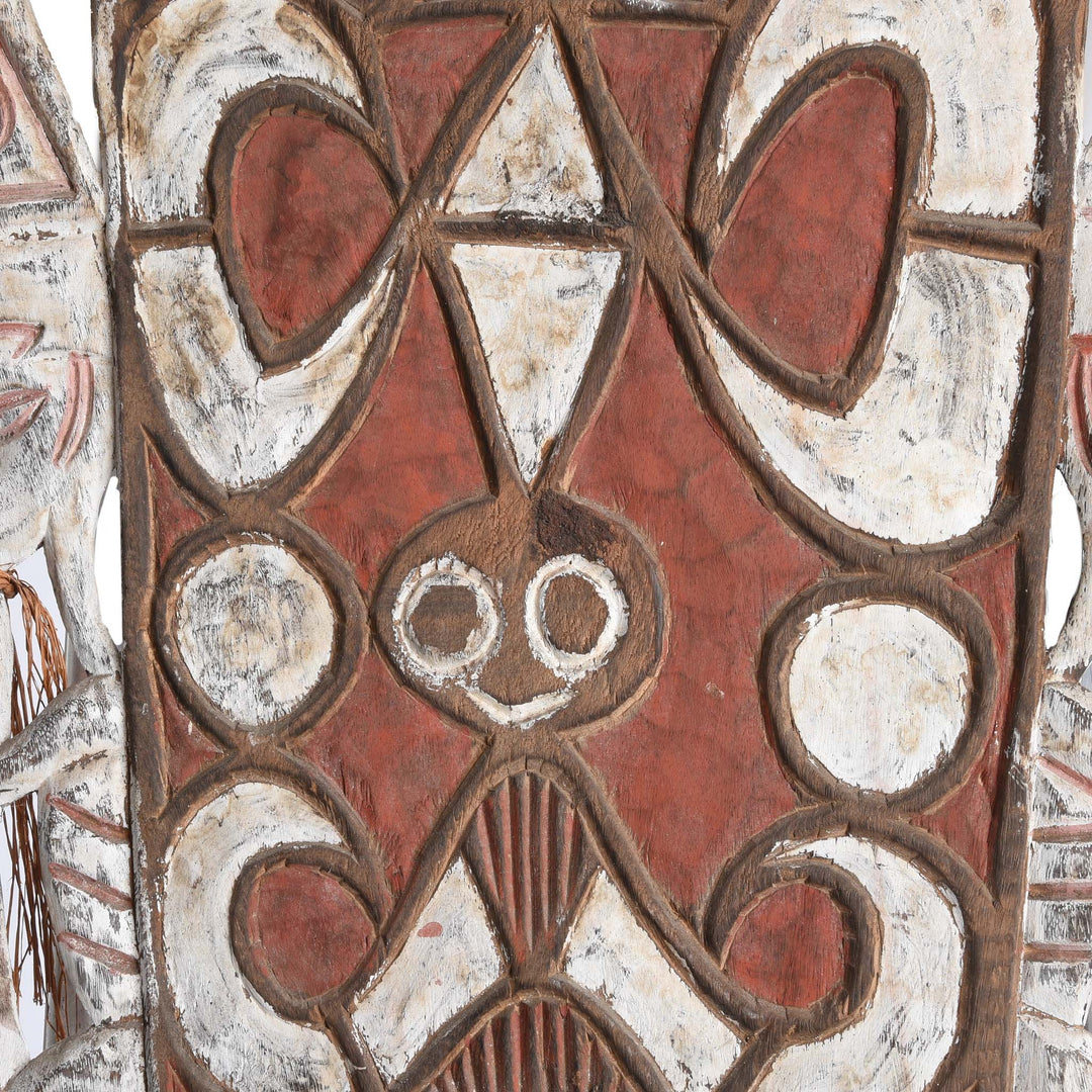Detailing From An Asmat Shield With Figures And Scrolls from New Guinea - Ca 85 yrs old | Indigo Antiques
