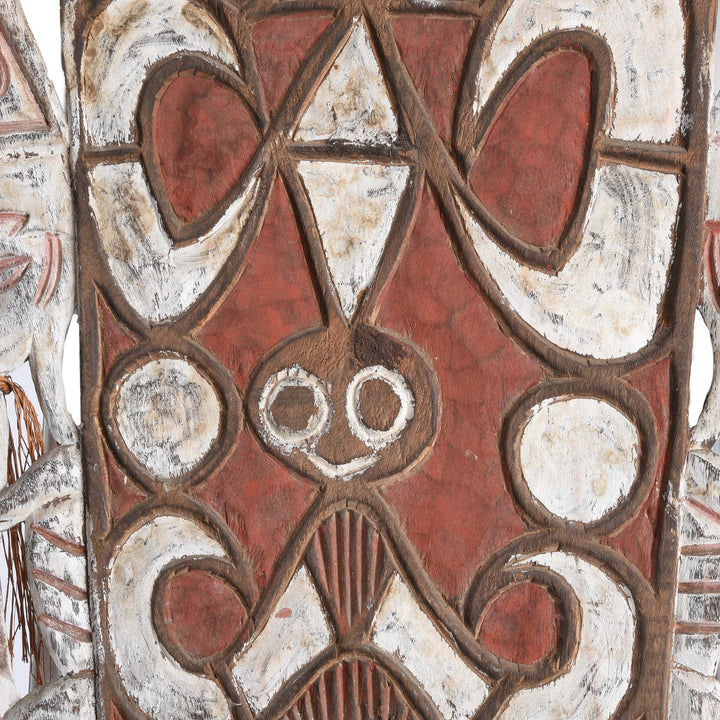 Detailing From An Asmat Shield With Figures And Scrolls from New Guinea - Ca 85 yrs old | Indigo Antiques