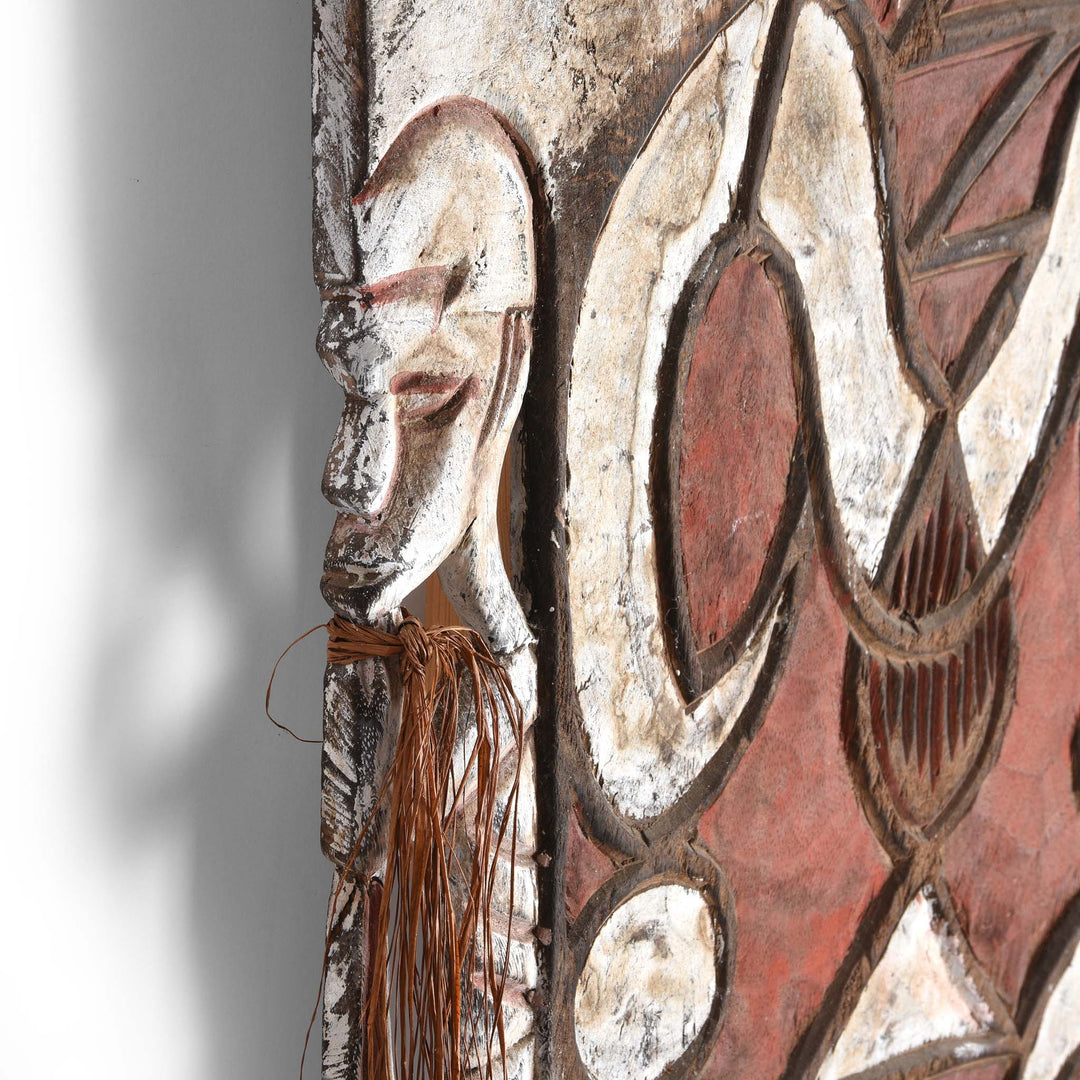 Depth Detail From An Asmat Shield With Figures And Scrolls from New Guinea - Ca 85 yrs old | Indigo Antiques
