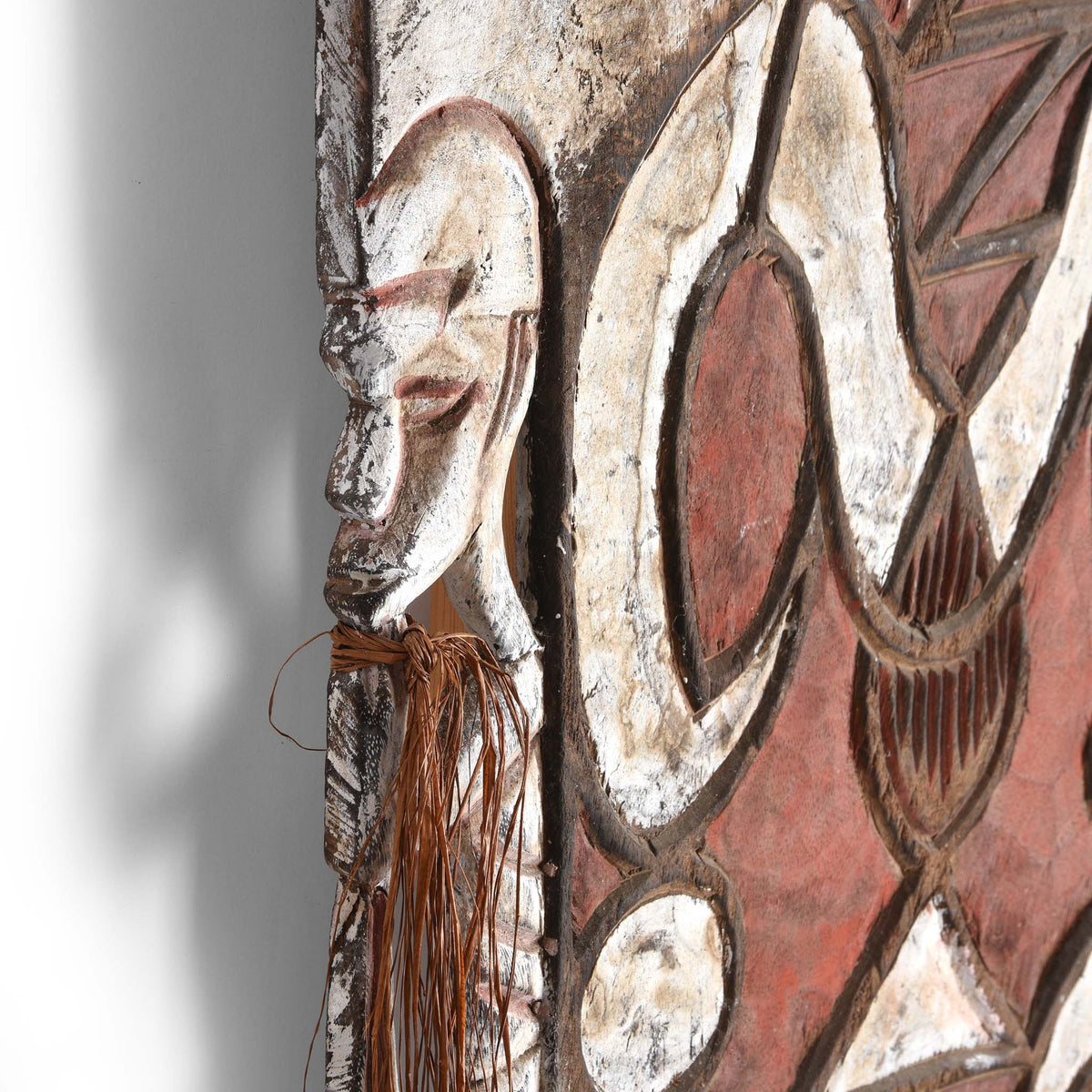 Depth Detail From An Asmat Shield With Figures And Scrolls from New Guinea - Ca 85 yrs old | Indigo Antiques