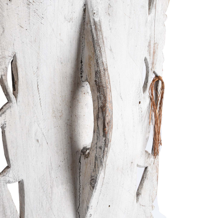 Handle On Reverse Of SHield From An Asmat Shield With Figures And Scrolls from New Guinea - Ca 85 yrs old | Indigo Antiques