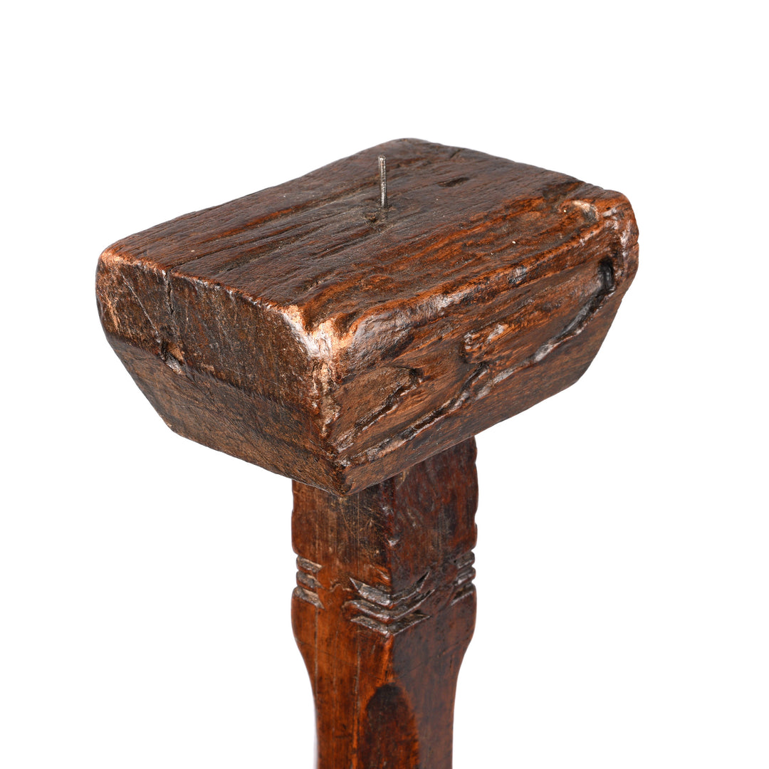 Candle SPike Detail From Teak Tribal Candlestick from Banswara - 19thC | Indigo Antiques