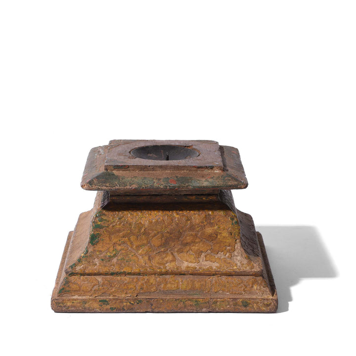 Yellow Teak Candle holder Modified From Old Capitol - 19thC : Indigo Antiques