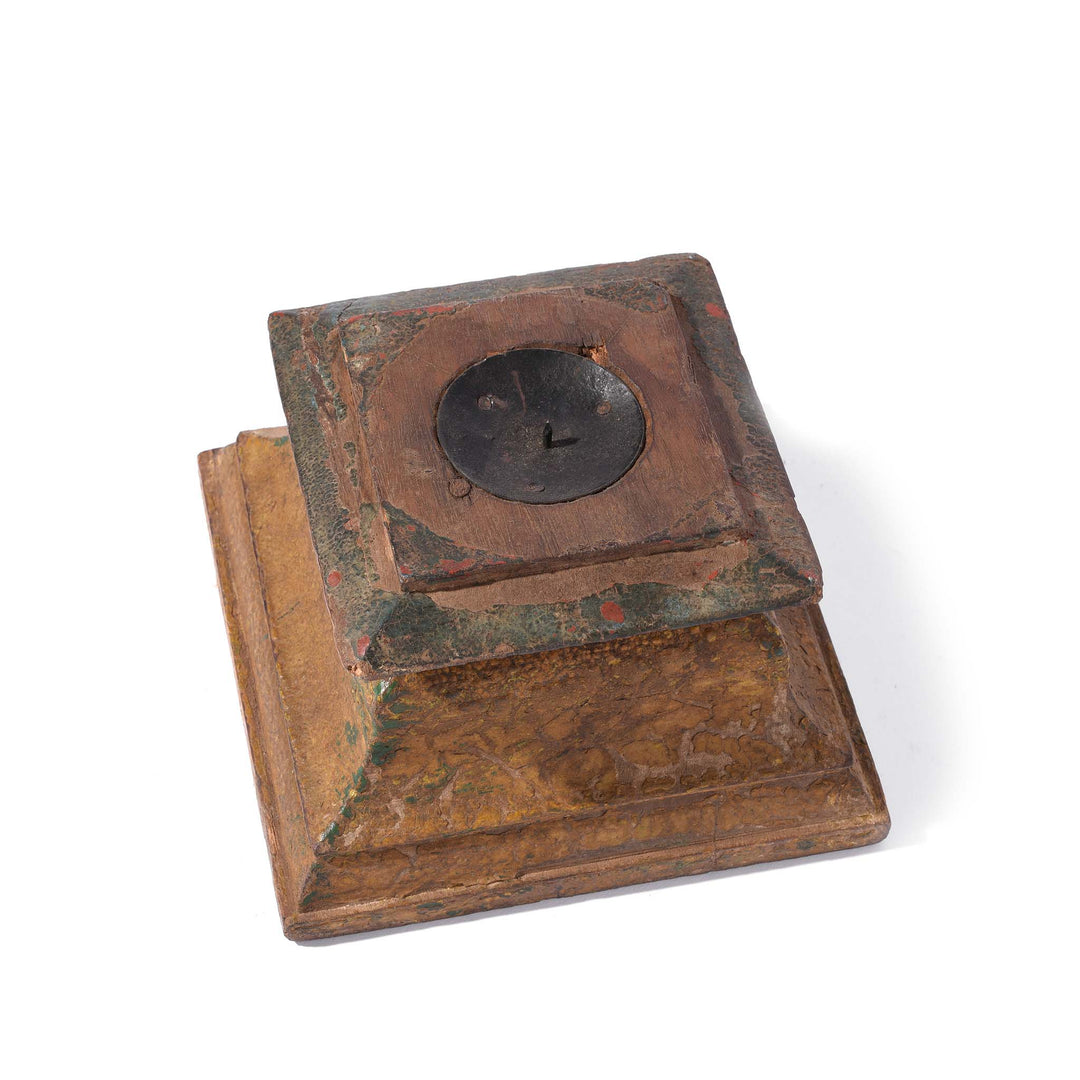 Top Down View Of Yellow Teak Candle holder Modified From Old Capitol - 19thC : Indigo Antiques