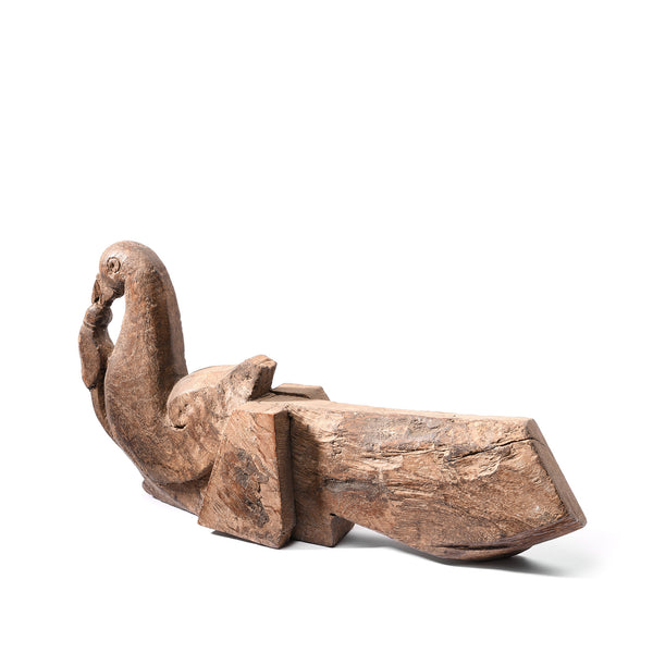 Carved Wooden Peacock Corbel From Banswara - 19thC