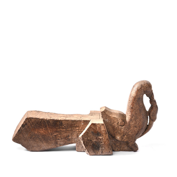 Carved Wooden Peacock Corbel From Banswara - 19thC