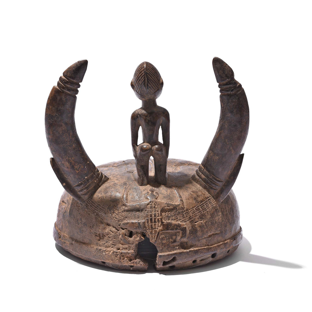 Reverse Of Carved Senufo Helmet Mask - Ca 100 Yrs Old | Indigo Antiques